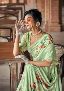 ผ้าส่าหรีแบบนุ่มพิมพ์ลายสำหรับผู้หญิงผ้านุ่มใส่ไปงานเลี้ยงลำลองขายดีชุดแต่งงานส่าหรี - Product Image 4