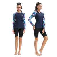 Ensemble 2 pièces de maillot de bain de compression pour femme, coupe haute, manches longues, protection UV, antibactérien, imprimé personnalisé, vente en gros