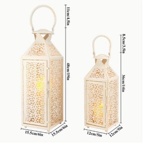 White Metal <b>Moroccan</b> <b>Lantern</b> Set with Intricate Cutwork Glass Panels Warm Candle Glow Elegant Festive Home Decor and Gift Choice - Product Image 6