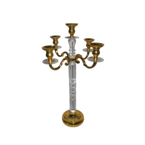 Candelabro Chapado en latón de alta tendencia, soporte de vela decorativo de 5 brazos para decoración de Hotel y restaurante, boda - Product Image 4