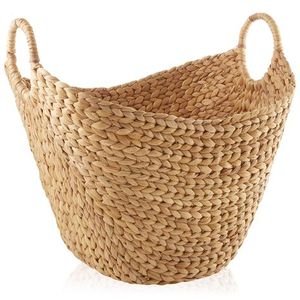 Cesta de jacinto de agua ecológica natural hecha a mano, organizador de sala de estar sostenible para almacenamiento de ropa - Product Image 4