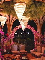 Piliers de mariage pliables personnalisés en métal style lotus, tendance britannique, écologiques, pour décoration de scène de mariage, style palmier, Mandap