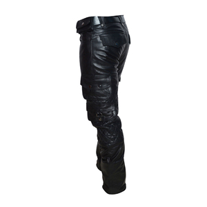 Pantalon en cuir pour homme confortable à taille haute avec cordon de serrage et boutons, respirant, technologie POWER DRY, style vintage, vente en ligne - Product Image 1