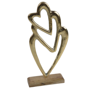 Adornos navideños de alta calidad, corazón de Metal con Base de madera, nueva decoración X Mas para accesorios de mesa, corazón de Metal - Product Image 4