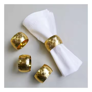 Anneau de serviette de mariage élégant en acier inoxydable plaqué or, fait main, écologique, tendance, décoratif, prix bas, vente en gros - Product Image 2