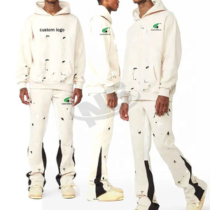 Survêtement à capuche évasé délavé à l'acide pour homme, le plus vendu, épais, respirant, avec logo personnalisé, style streetwear vintage, hiver - Product Image 4