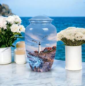 Maison lumineuse sur le rivage urne pour cendres maman et papa urne de crémation cendres adultes urnes funéraires pour hommes et femmes taille personnalisée décorative funéraire - Product Image 6