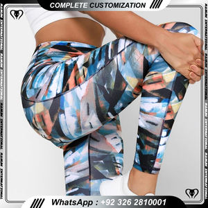 Logo personnalisé taille haute femmes Gym Fitness Yoga Leggings écologique taille haute jambières d'entraînement - Product Image 4
