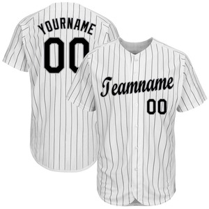 Direct Ommiz Industry Vêtements de sport authentiques Maillot de baseball noir-gris à fines rayures blanc et noir personnalisé - Product Image 1