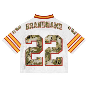 Équipe sportive personnalisée sublimée col en V maille maillots américains personnalisés maillot de football Vintage Streetwear conception personnalisée - Product Image 3