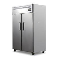 Congelador Vertical Comercial de Acero Inoxidable de Doble Puerta para Cocina de Restaurante, Gabinete de Almacenamiento de Alimentos Congelados