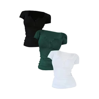 T-shirts Athlétiques Grande Taille pour Femmes – Manches Courtes Extensibles et Résistantes, Col Uni, Coupe Estivale, Boutons Respirants