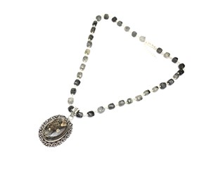 Pendentif en forme de boîte en argent oxydé multi-pierres naturelles Meilleur cadeau pour la Saint-Valentin Nouvel An Festival Colliers de perles en or - Product Image 4