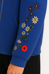 Sudadera con capucha y cremallera con bordado floral, ropa de calle de lana de algodón, ropa de abrigo informal, logotipo personalizado, sudadera básica de moda Unisex - Product Image 3