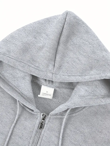 Sweat à capuche zippé de style vintage pour hommes en mélange de polyester/coton Tissu écologique à séchage rapide 300g Couleur unie Vêtements décontractés d'hiver - Product Image 5