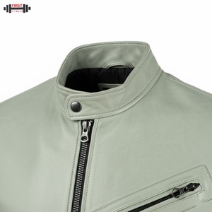 แจ็คเก็ตบอมเบอร์หนังแท้สำหรับผู้หญิง ปี 2025 สีสันตามสั่ง ระบายอากาศได้ดี ลายทาง ผลิตในปากีสถาน ไซส์พลัส - Product Image 5