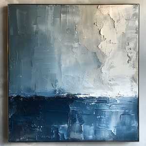 Wabi-sabi màu xanh & màu xám trừu tượng kỹ thuật số tường nghệ thuật yên tĩnh Biển Dưới đám mây Độ phân giải cao Zen hiện đại cho phòng khách trang trí nội thất - Product Image 3