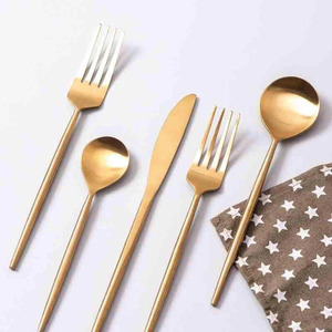 Juego de cubiertos de acero inoxidable elegante y elegante Juego de Cubiertos de acero inoxidable brillante para comedor moderno - Product Image 1