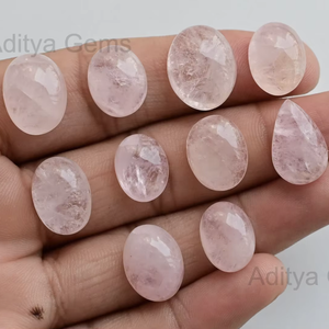 Natural Morganite beryl Oval pear Round mix lot Cabochon shape Pink peach color <b>Loose</b> <b>Gemstone</b> Certified Milky Jewelry making - Product Image 2