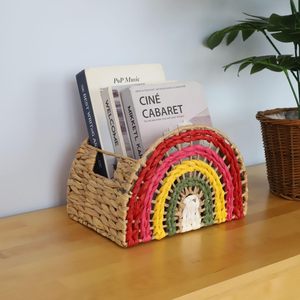 Panier de rangement arc-en-ciel coloré en jacinthe d'eau, paniers pour accessoires d'enfants pour filles et garçons - Product Image 6