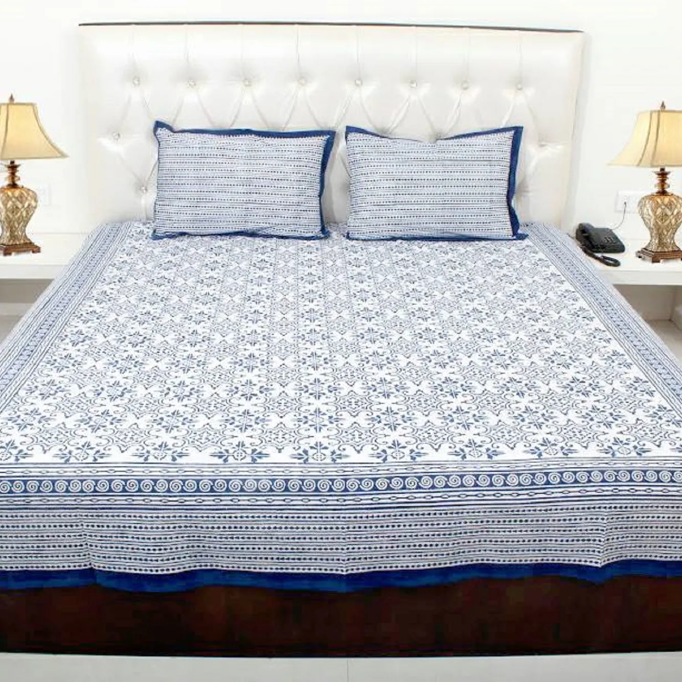 Indian Printed wooden Print Bedsheets bohemian Print Bed Spread Bed Covers Bedding Sets With Pillow Case Wholesale Affordable