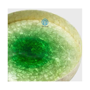Meilleure vente nouvelle arrivée Unique nacre vert plateaux de service haute qualité vadrouille coquille ombre plateau rond fait à la main au Vietnam - Product Image 4