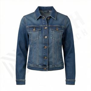 Veste en jean élégante pour femmes, couleur personnalisée, coupe ajustée, poches avant, style de rue quotidien, look tendance, manteau élégant - Product Image 1