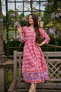 Robe Yvonne Ikat faite à la main sur métier à tisser, longueur mollet, mode bohème éthique - Product Image 4