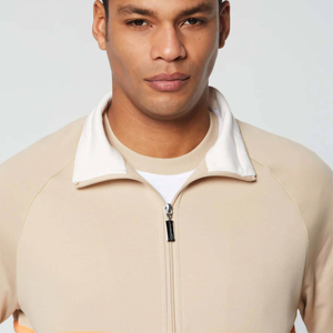 Ensemble de survêtement personnalisé de couleur unie de qualité supérieure pour hommes ensemble de jogging à fermeture éclair et à col rond avec cordon de serrage à la taille pantalon de survêtement - Product Image 4