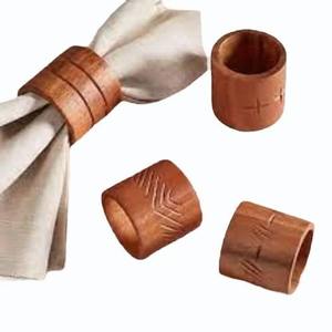 Anneaux de serviette en bois faits à la main, décoration de table en bois naturel, accessoires - Product Image 2