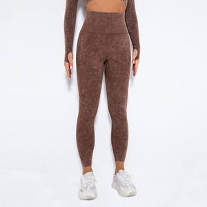 Casual Style Custom Made Ladies Gym Fitness Yoga Seamless <b>Stretch</b> Breathable Knitted High Elastic Waist Leggings Sports Running - Product Image 3