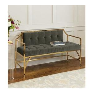 Banc rectangulaire au design attrayant avec siège confortable, banc en métal couleur or, best-seller - Product Image 4