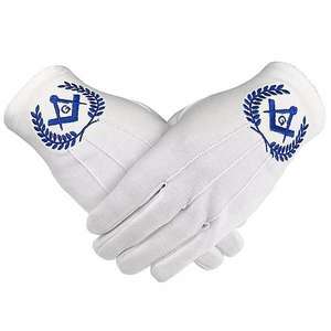 Proveedor de fábrica Masonic Regalia Guantes hechos a mano 100% algodón Deportes bordados de alta calidad - Product Image 2