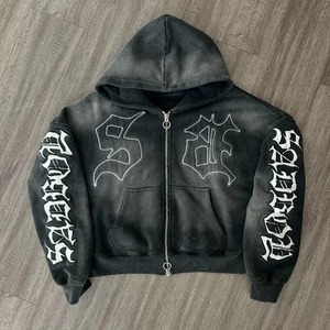 Sudadera con capucha de gran tamaño de marca de moda callejera americana europea para hombre Y2K estilo Hip-hop Rock bordado Terry sudadera de invierno - Product Image 5