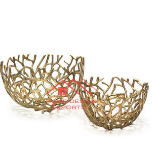 Vente chaude Argent Fini Métal Fruits Bol Design De Luxe Décor De Table pour La Maison Table Basse Hôtel Utilisation pour Les Fêtes - Product Image 4