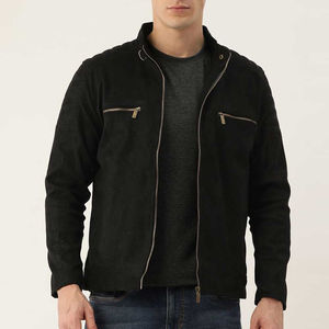 Men's Fashionable Stand Collar Biker <b>Suede</b> <b>Jacket</b> Wholesale Price Customizable Logo <b>Leather</b> <b>Jacket</b> Breathable Oversize OEM - Product Image 1