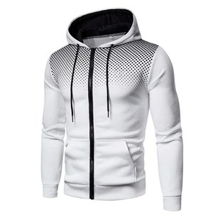 Sudadera con Capucha y Cremallera para Hombre, Diseño Moderno, Corte Ajustado, Estampado de Puntos Rojos sobre Negro, Ropa Casual de Otoño, Tejido Transpirable de Poliéster - Product Image 3