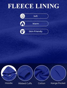 Sweat à capuche bleu décontracté unisexe avec logo personnalisé sweat-shirt en molleton de coton vêtements de sport de plein air chaud hiver Streetwear veste à capuche - Product Image 3