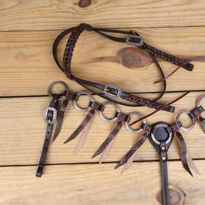 Hot Selling Western Headstall Breastplate Set Hand Tooled Floral Beaded Brass SS Fitting for Horse Riding - Product Image 2