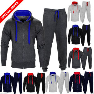 Chándal de invierno con cremallera completa GSM 300 para hombre, Sudadera con capucha y pantalones de chándal con logotipo personalizado con estampado, pantalones para correr de lana de peso pesado - Product Image 6