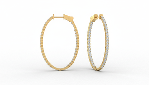 Classic Round Diamond Inside-Out <b>Hoop</b> <b>Earrings</b> in <b>14K</b> <b>Gold</b> for Women - Product Image 4