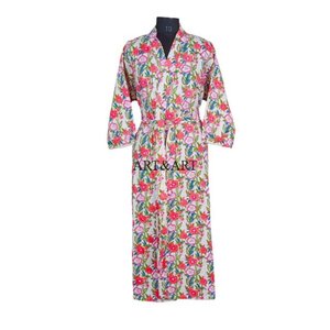 Elegante Chaqueta Kimono Kantha Vintage de Lujo con Estampado Floral, Talla Única, Abertura Frontal con Cordones, para Uso Casual de Verano, Excelente para Regalo - Product Image 1