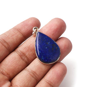 Pierre précieuse naturelle Lapis Lazuli 925 pendentif en argent sterling serti de lunette pendentif à la mode pendentif classique pour unisexe. - Product Image 5