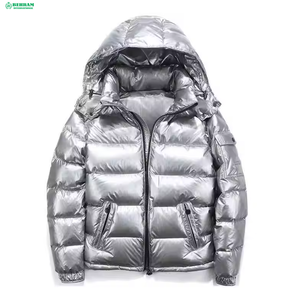 Veste matelassée noire à capuche avec fermeture éclair, coupe-vent, rembourrée de duvet, manteau d'hiver unisexe, style décontracté, coupe régulière, couleur unie - Product Image 5
