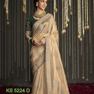 Sari de borde bordado de seda suave de alta calidad de último diseñador para Festival de fiesta de mujeres por Fab Zone ropa India pakistaní - Product Image 1