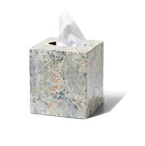 Caja de pañuelos de papel y madera con incrustaciones de nácar de lujo para decoración de mesa de hotel o restaurante en casa - Product Image 4