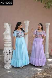 Vestido de fiesta de estilo indio, vestido de fiesta de lujo, bordado trabajado con precio bajo, vestido indio de trabajo de bordado de diseñador pesado - Product Image 2