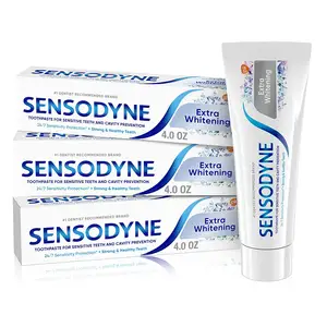 Sensodyne-blanqueador dental sensible, pasta dental Extra blanqueadora, 4 onzas (paquete de 3)