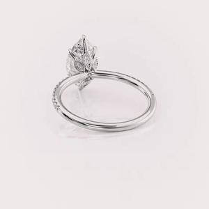 IGI Certified Marquise Cut Lab Grown Diamond Engagement <b>Ring</b> with Pave Band in Solid 925 Sterling <b>Silver</b> - Product Image 3