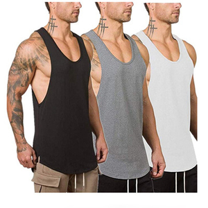 Venta al por mayor de ropa de fitness ropa de gimnasio camiseta sin mangas de los hombres Fitness algodón poliéster transpirable sólido hombres camiseta sin mangas - Product Image 6